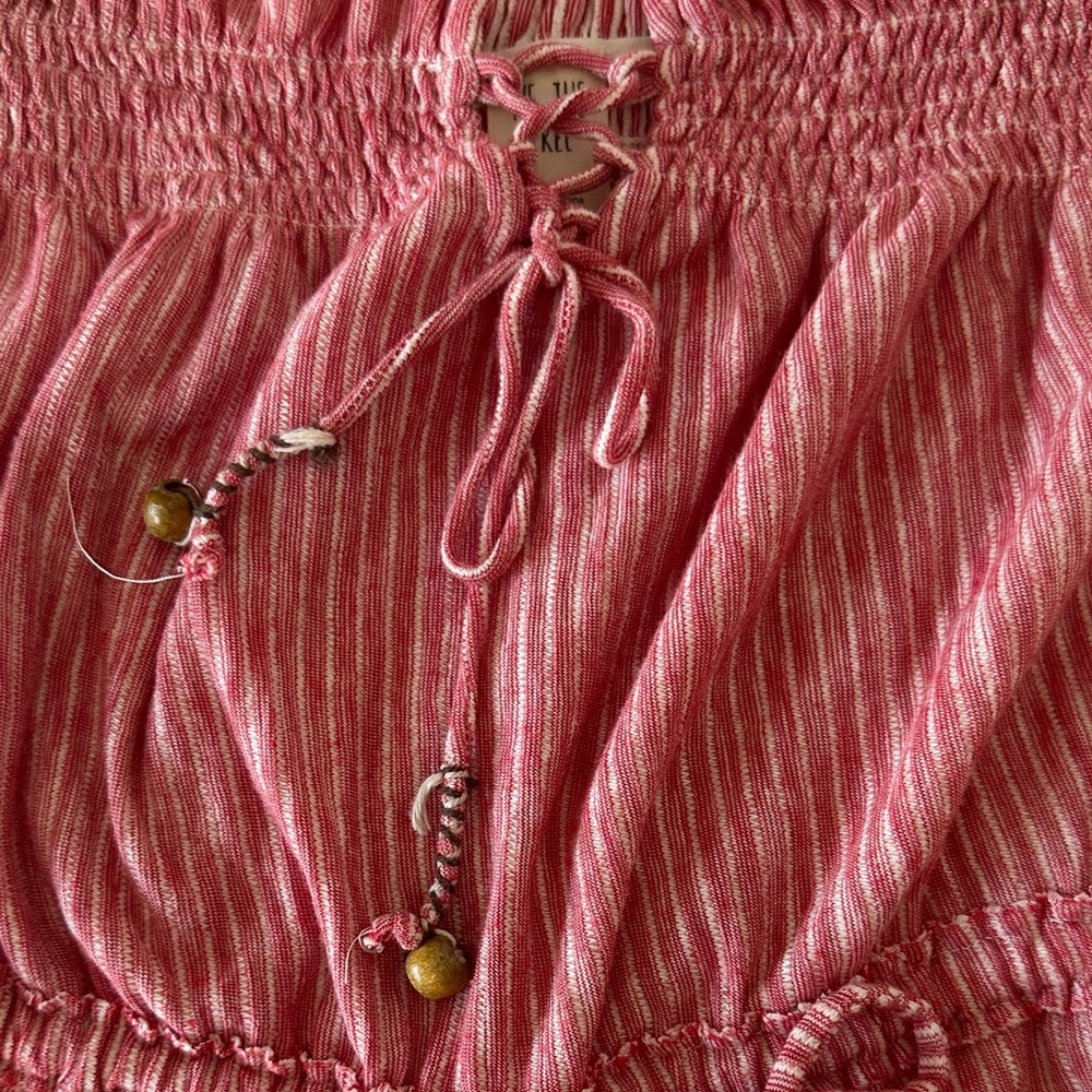 We The Free Pink Stripe Smocked Crop Top - Picture 2 of 4